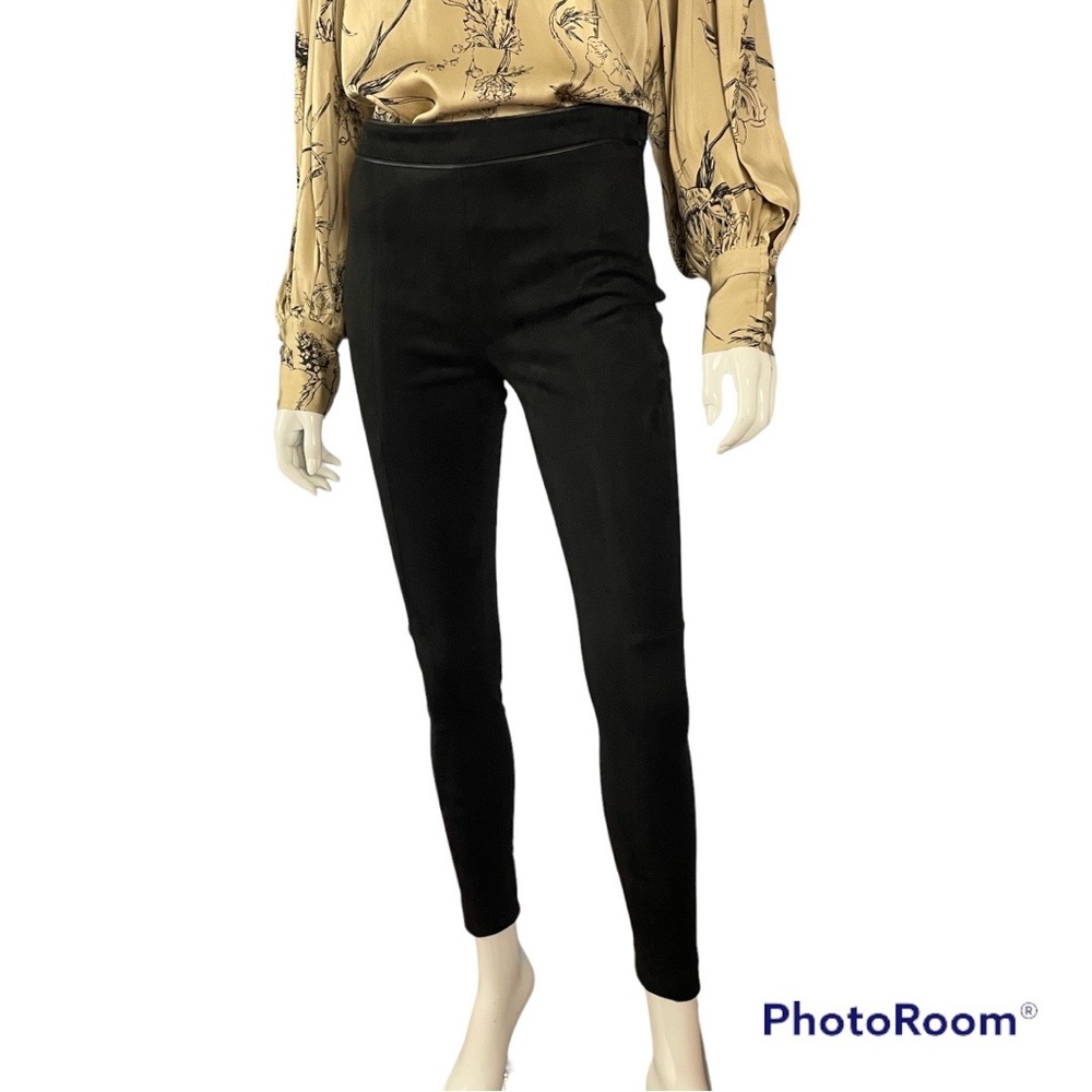 High Quality Faux Suede Leather Microsuede Black Skinny Pants 4